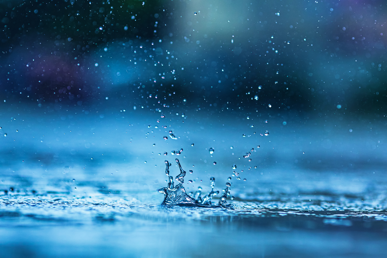 Raindrop. Rain. Splashes of water